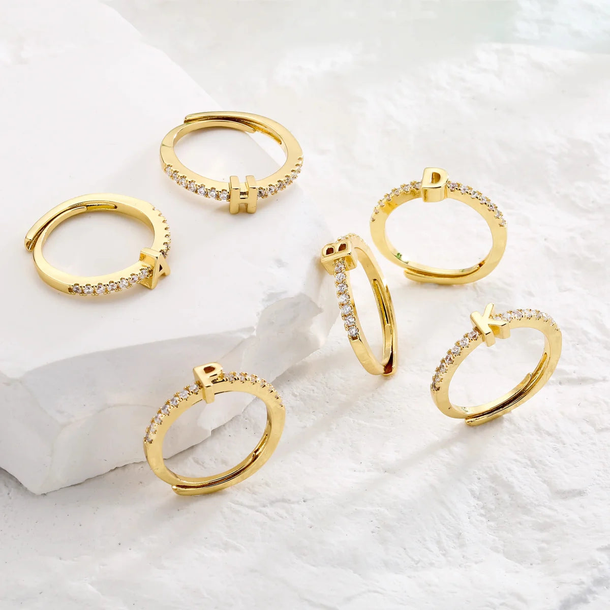 Radiant Adjustable Letter Initial Rings