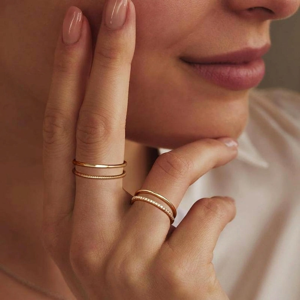 4pc 14k Dainty Ring Stack