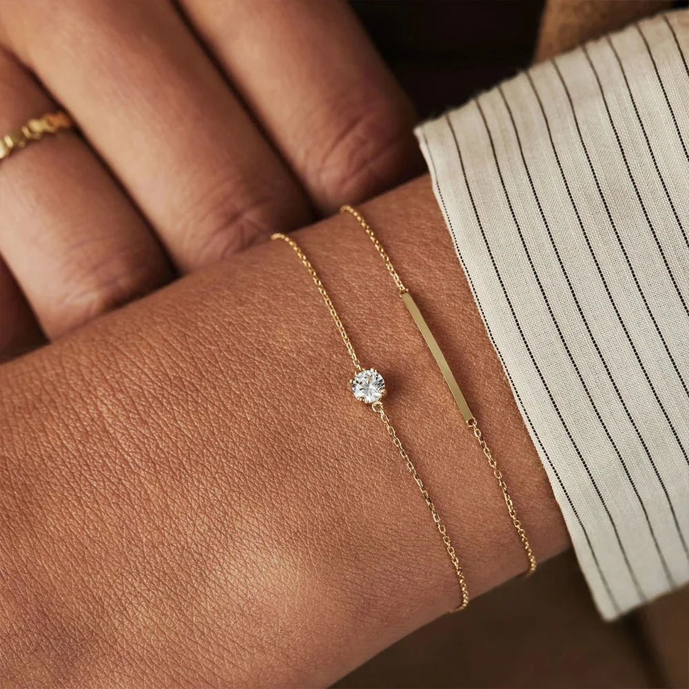 S925 Dainty Single Diamond Bracelets
