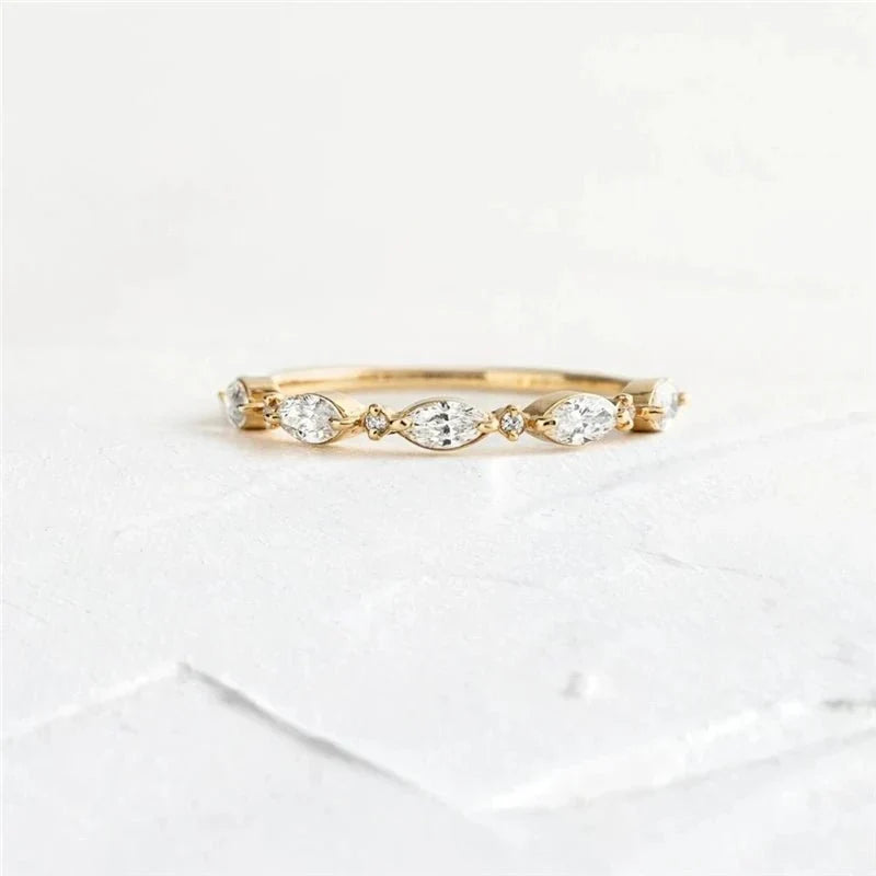 S925 Thin Dainty Oval Diamond Ring