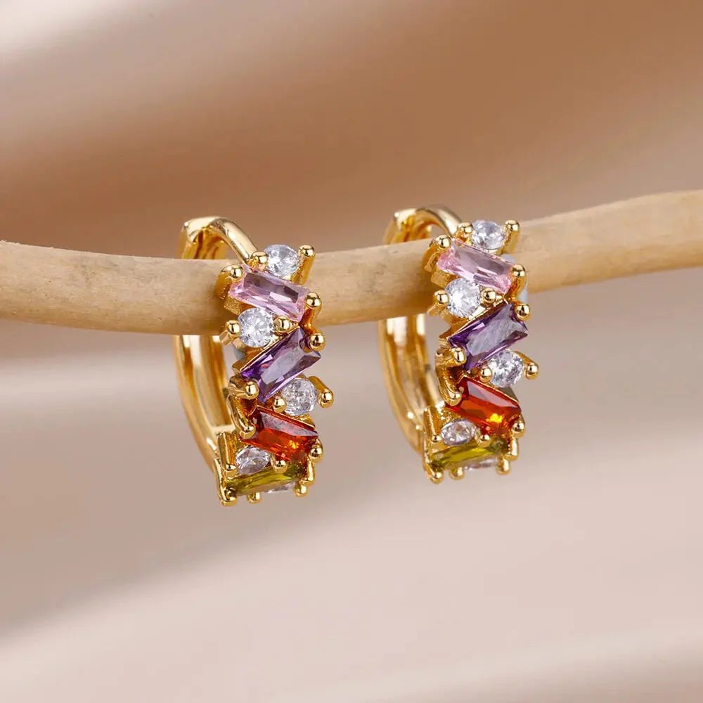 Scattered Diamonds Hoop Earrings