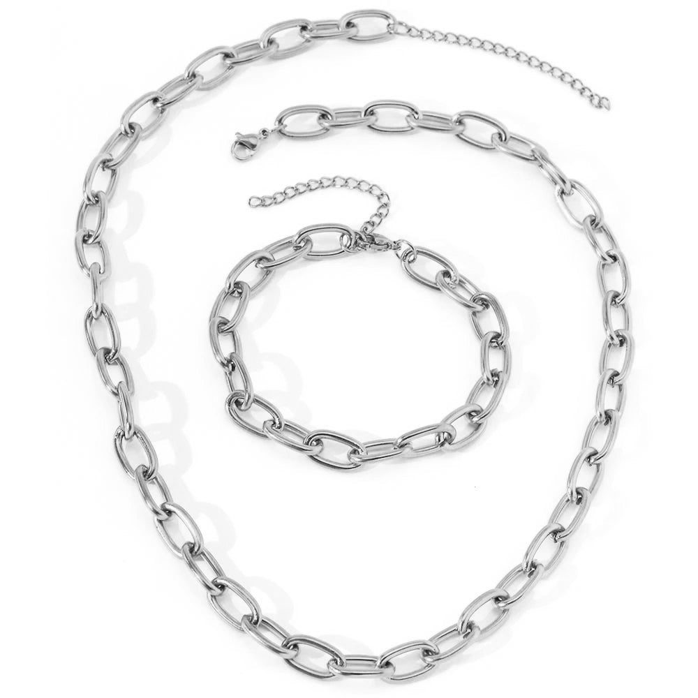 Simple Paperclip Necklace & Bracelet Set