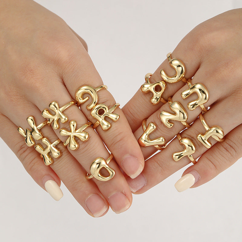 Cute Bubble Letter Initial Ring