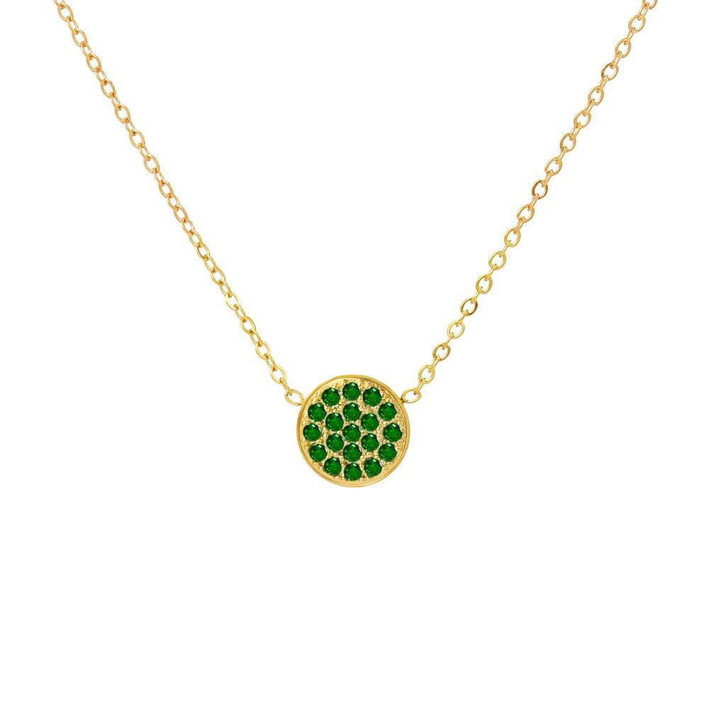 Dainty Diamond Speckled Birthstone Circle Necklace