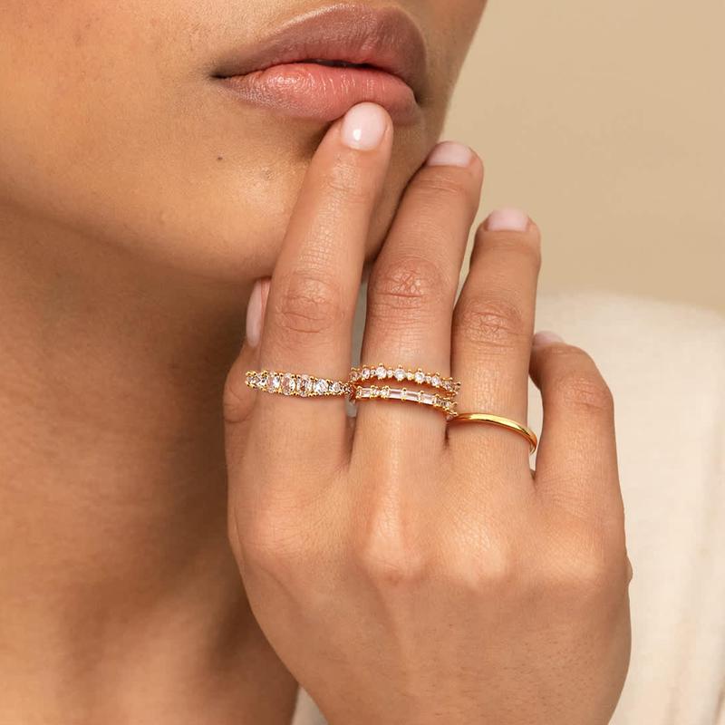 14k 4pc Diamond Accented Ring Stack