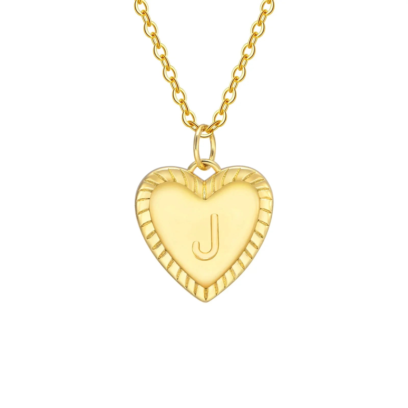 14k Dainty Heart Pendant Letter Initial Necklace