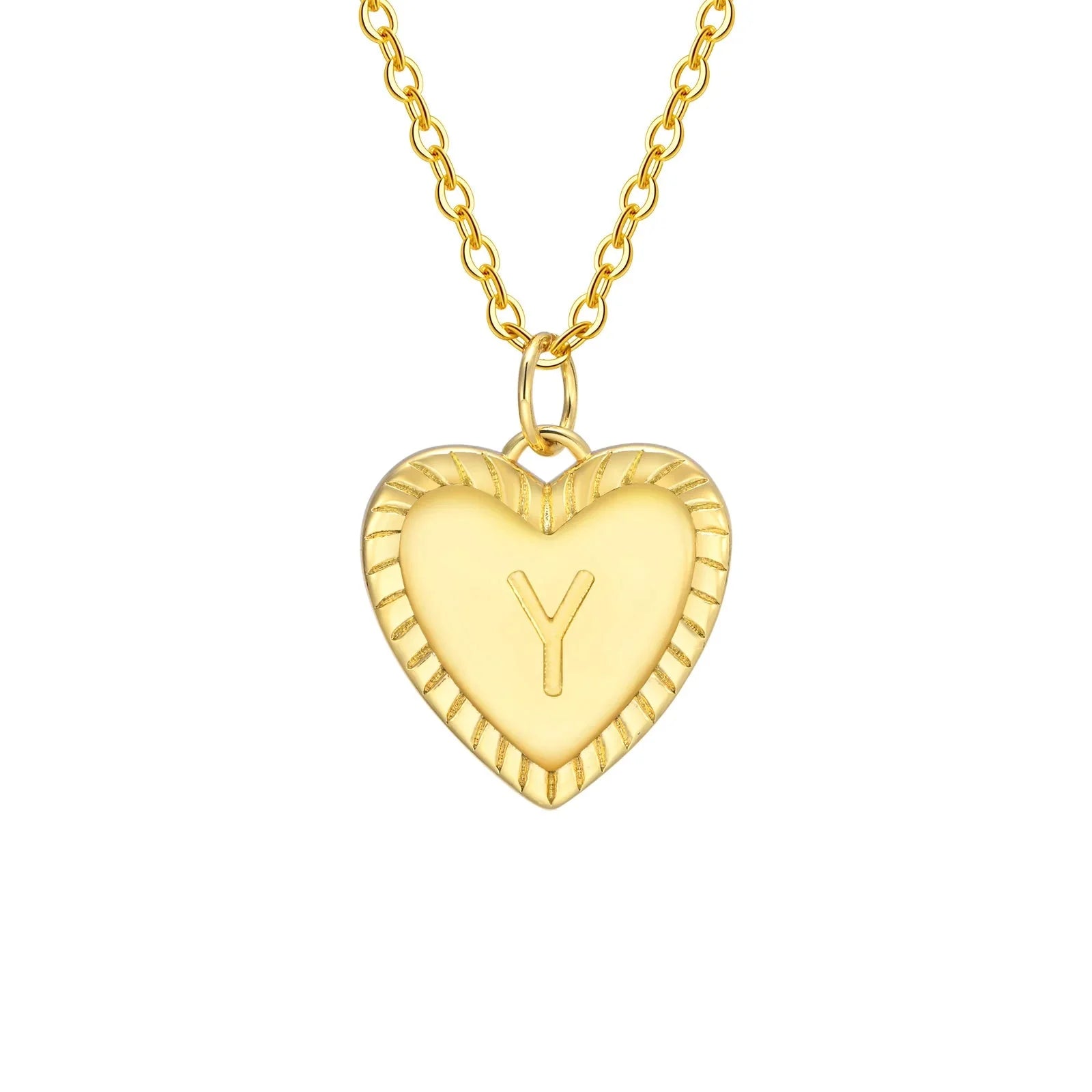 14k Dainty Heart Pendant Letter Initial Necklace