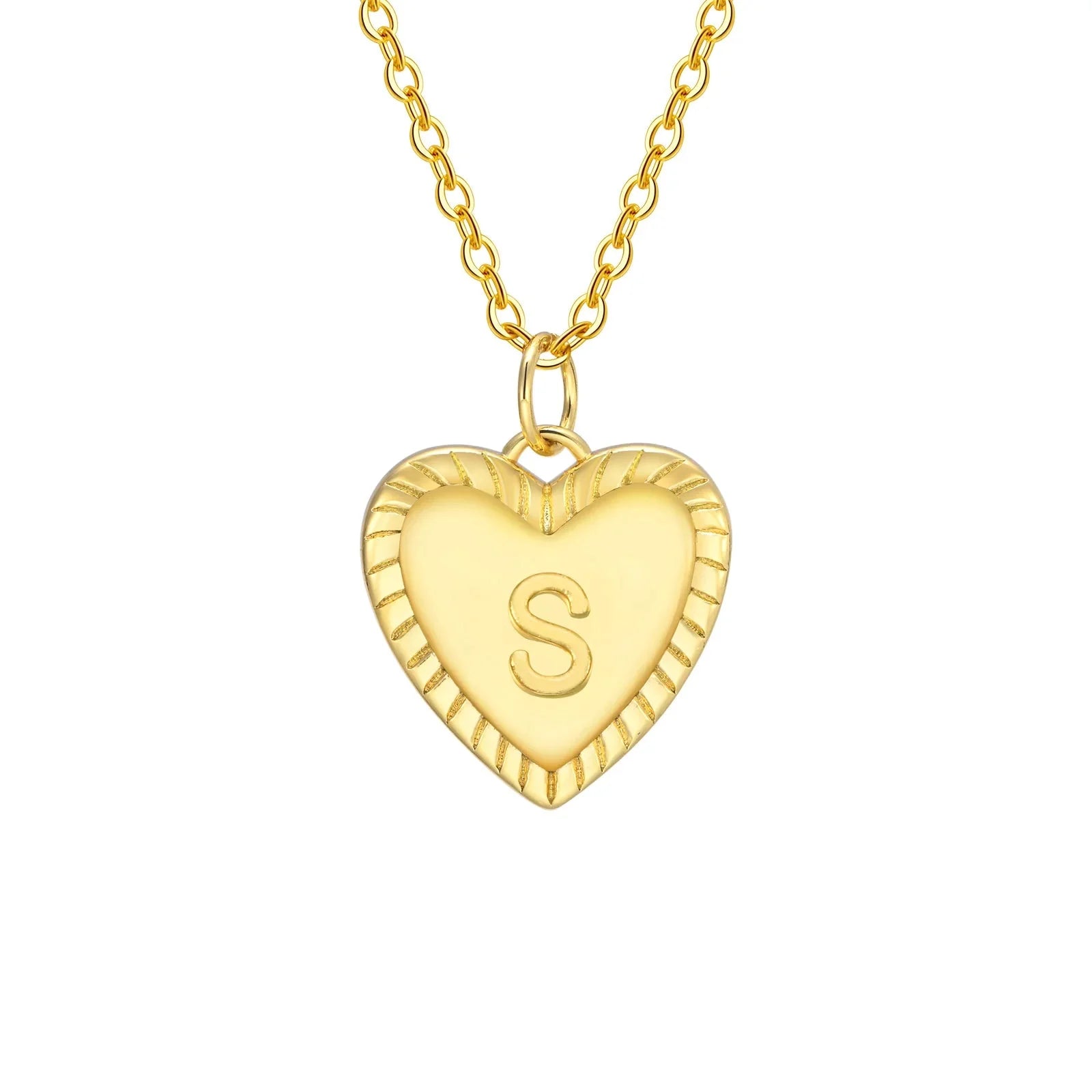 14k Dainty Heart Pendant Letter Initial Necklace