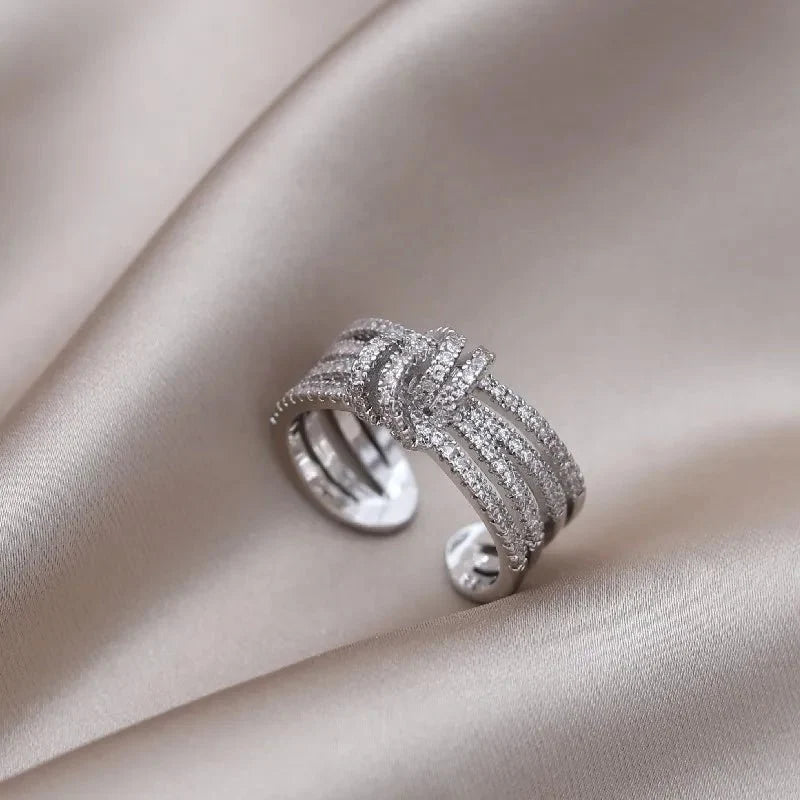 14k Dainty Layered Diamond Knot Ring