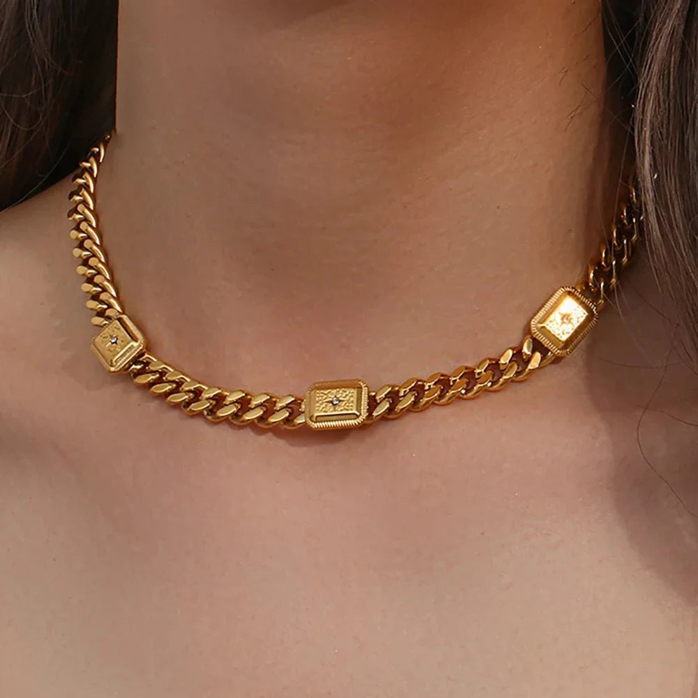 18k Cuban North Star Tarot Necklace and Earring