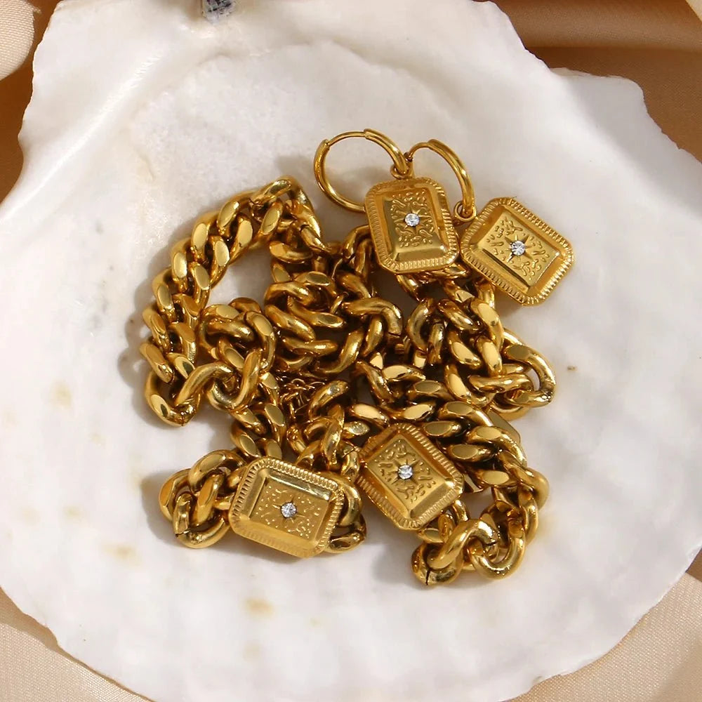 18k Cuban North Star Tarot Necklace and Earring