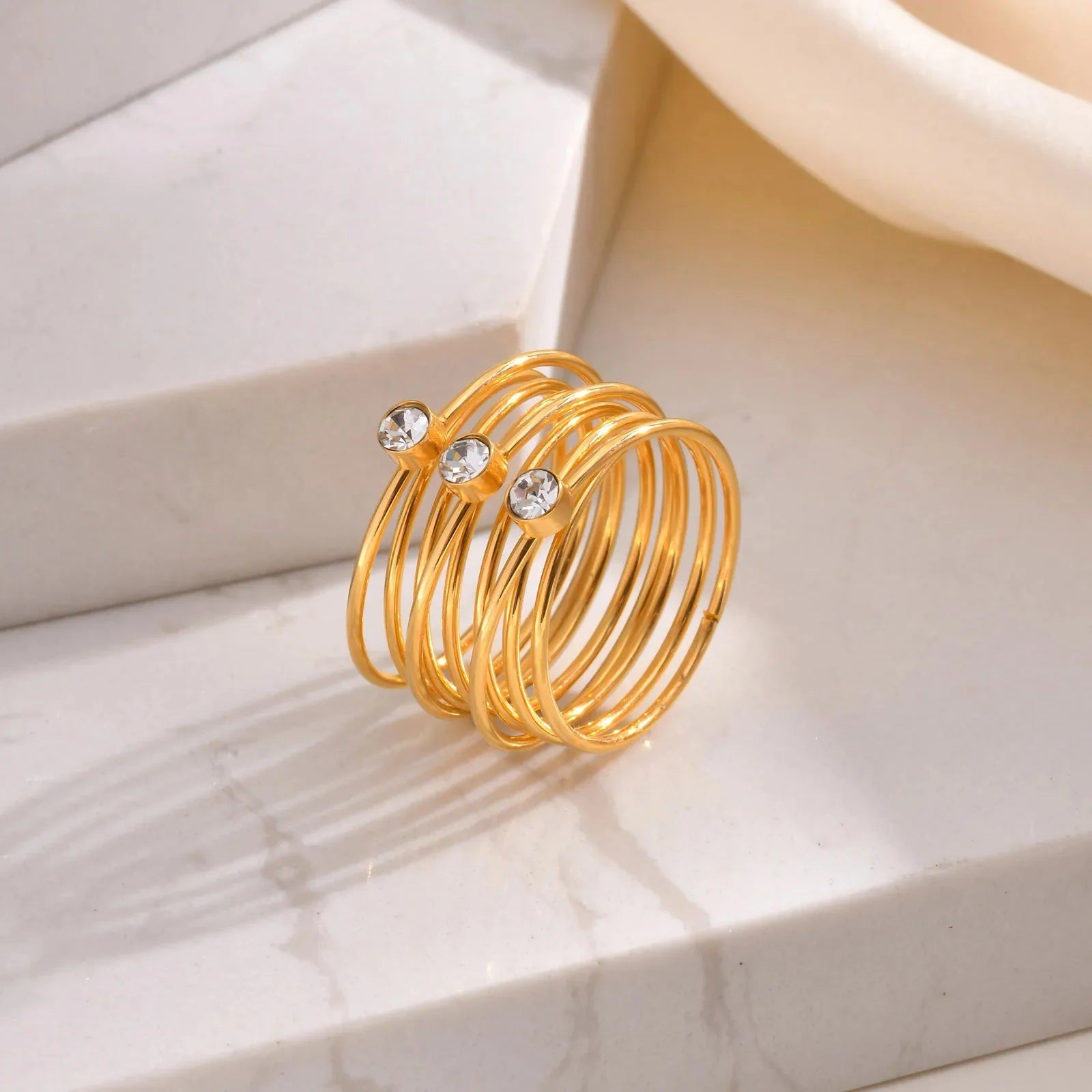 18k Multi Layered Triple Diamond Rings