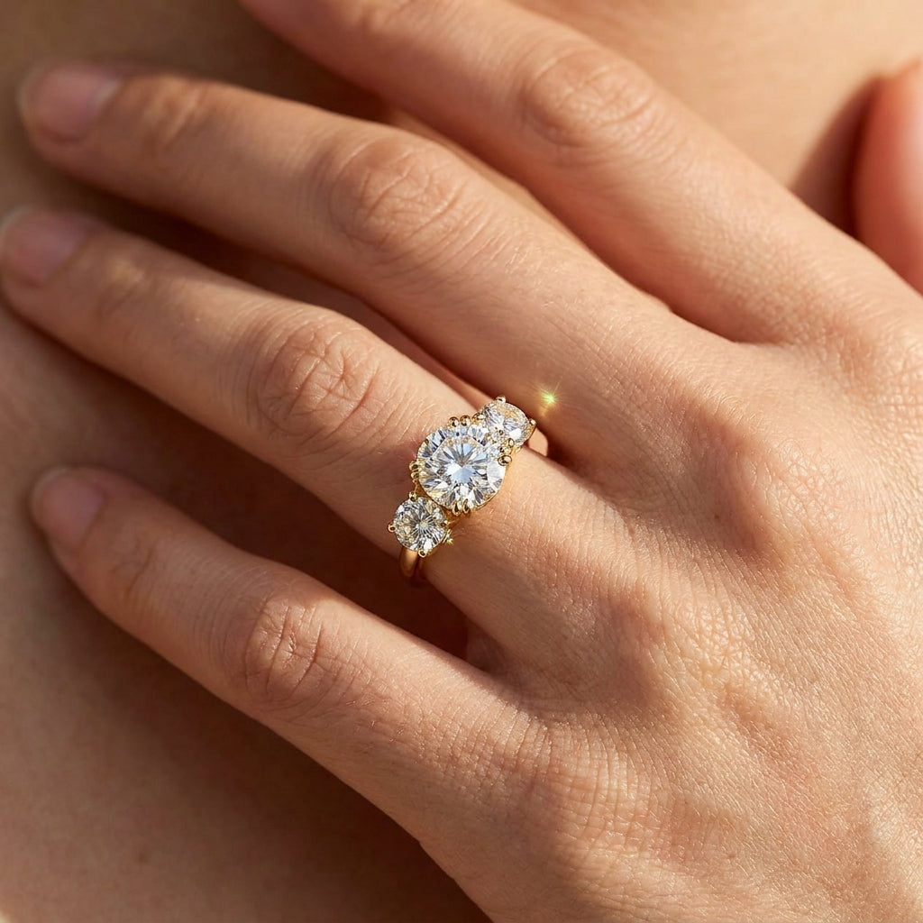 4CT 3 Moissanite Stone Set Ring