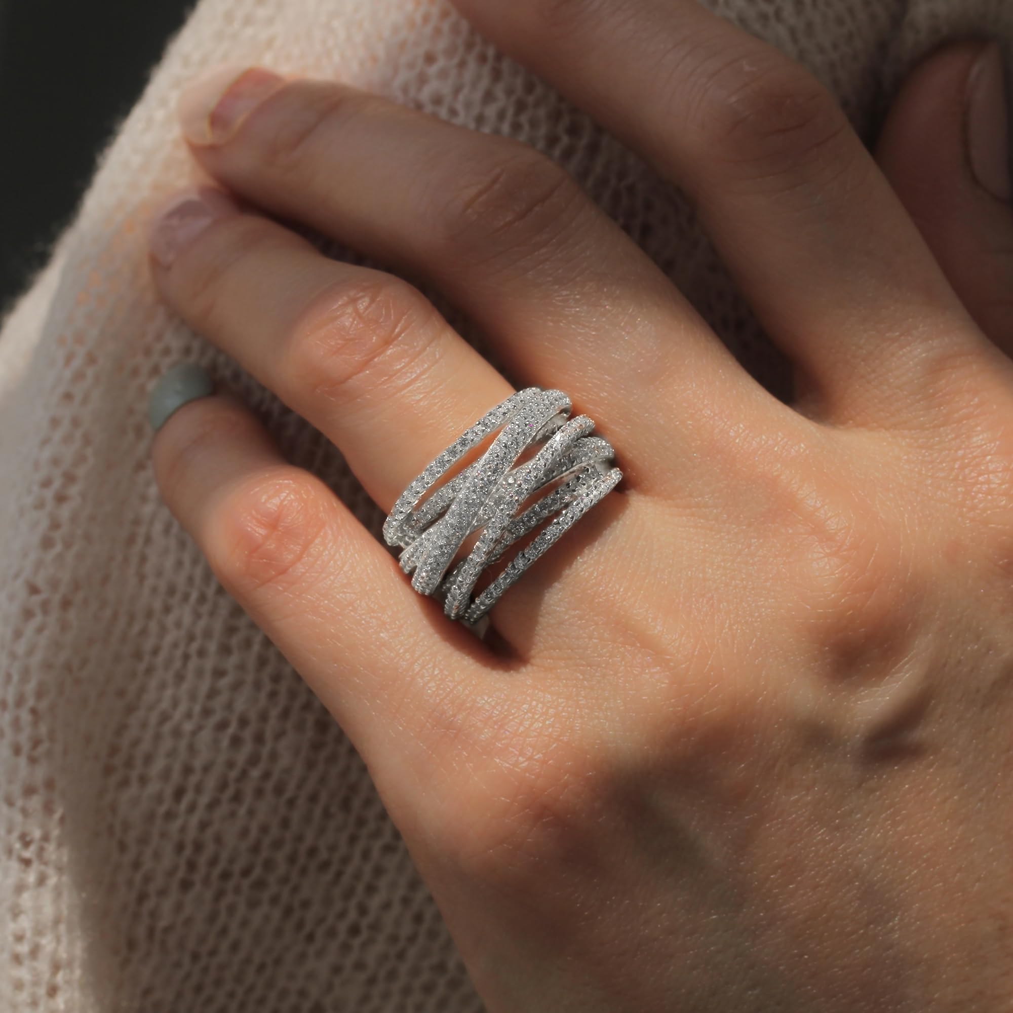 Elegant Diamond Accented Wrap Around Ring