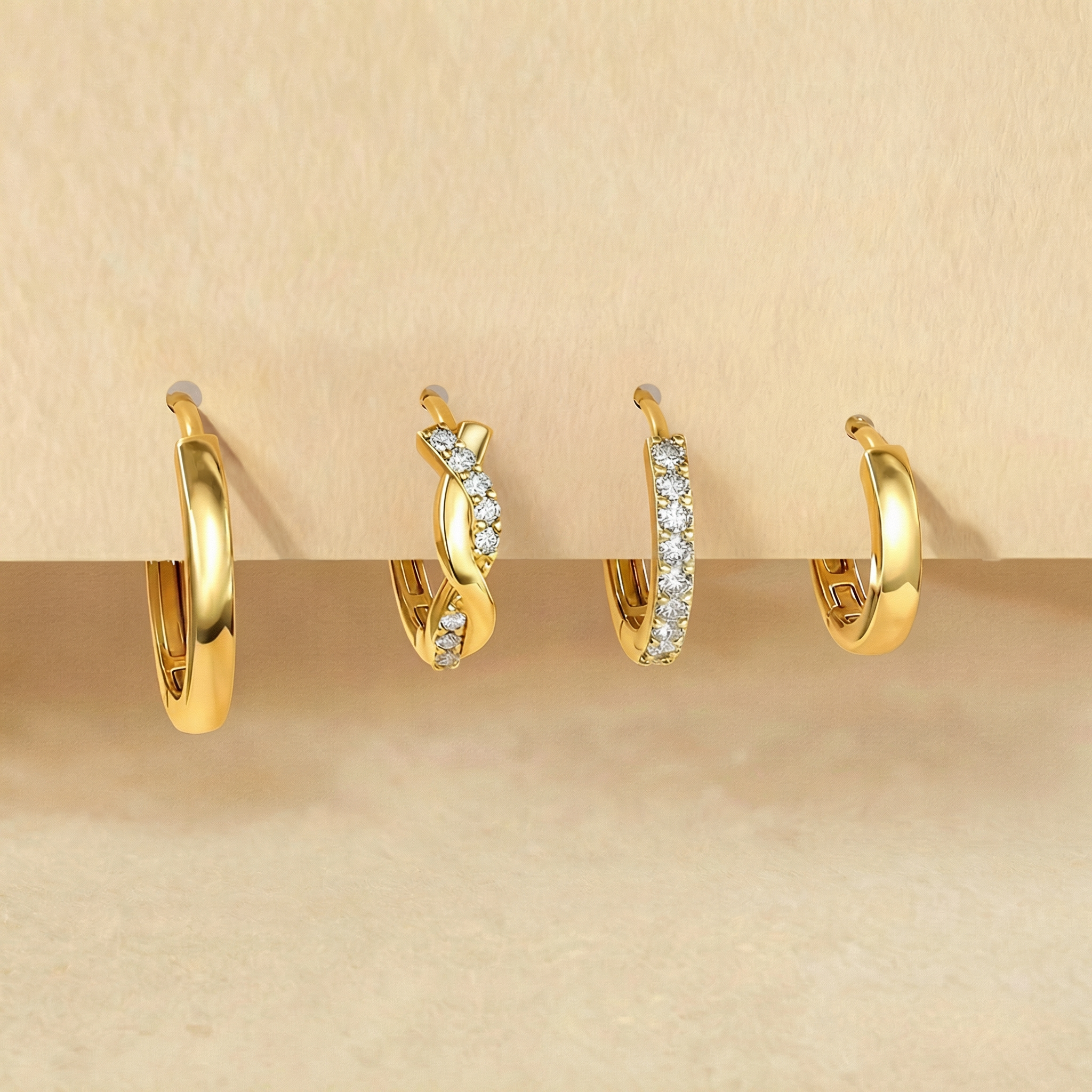 8pc Classic Huggie Hoop Earrings Set