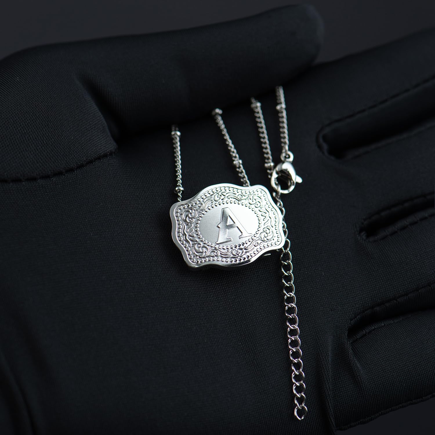 Dainty Belt Buckle Letter Initial Necklaces