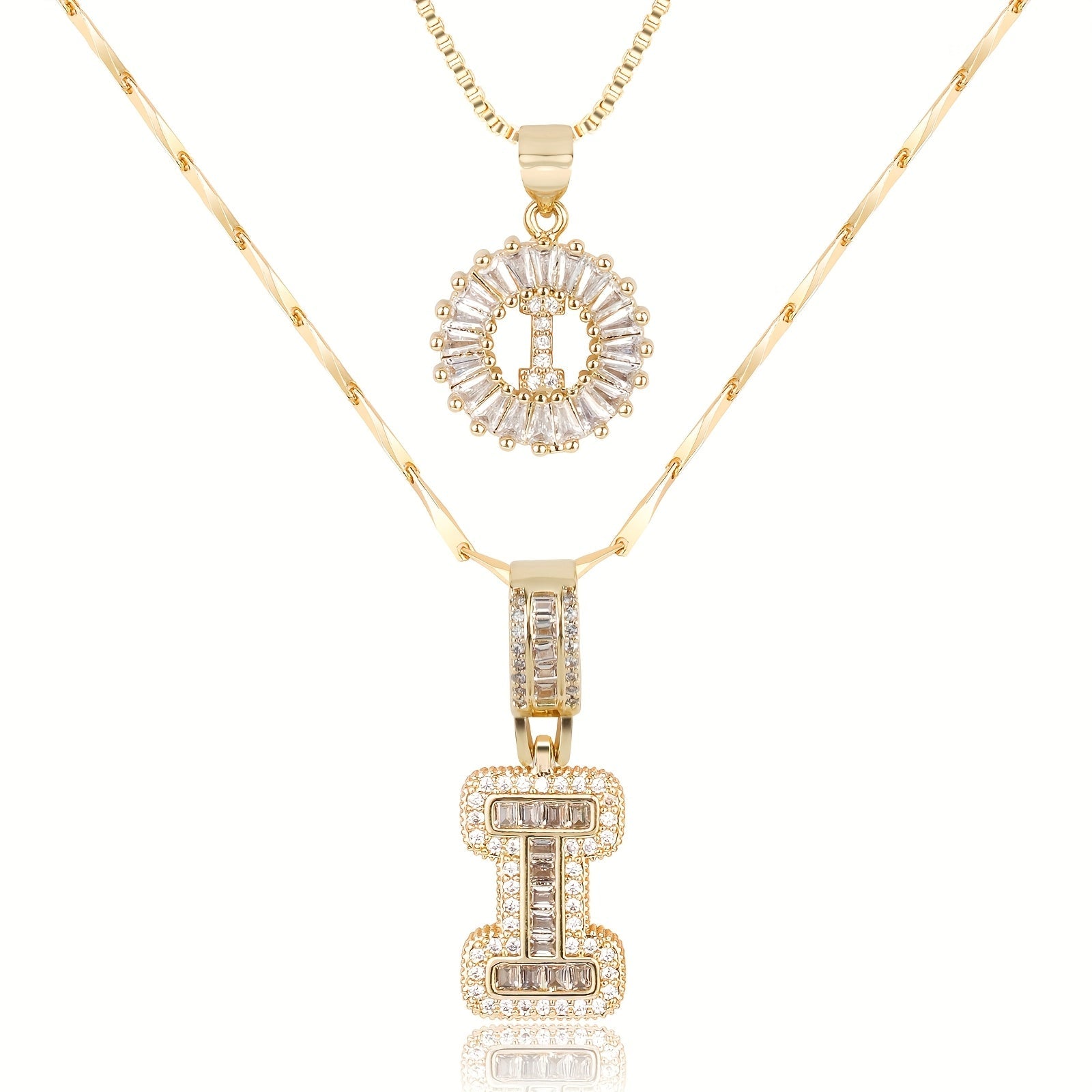 2pc 14k Diamond Letter Initial Necklaces