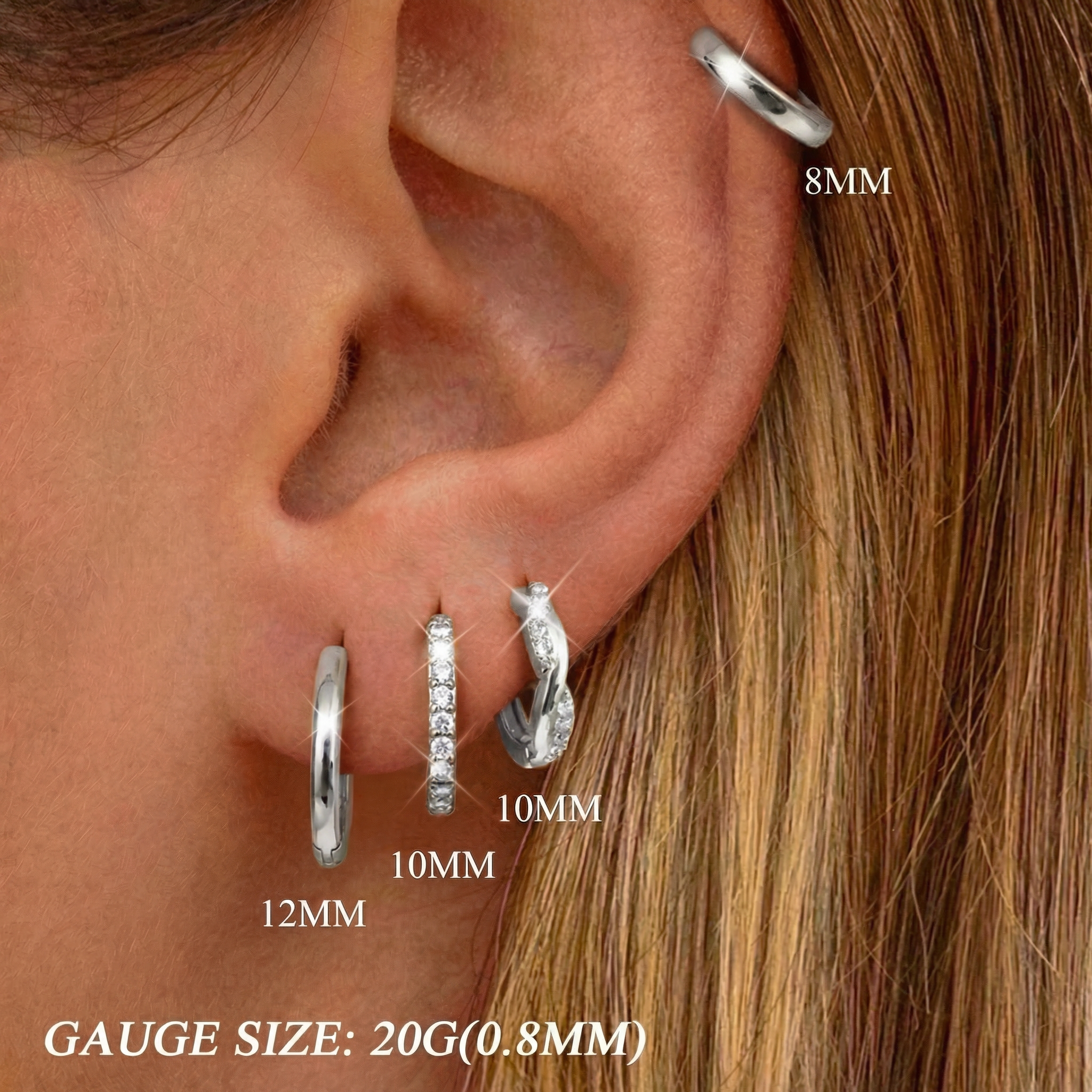 8pc Classic Huggie Hoop Earrings Set