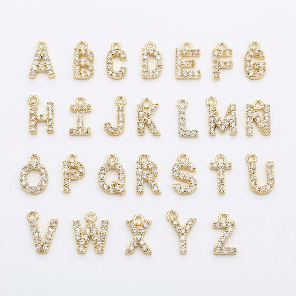 Paperclip Diamond Letter Initial Heart Charm Toggle Clasp Necklace