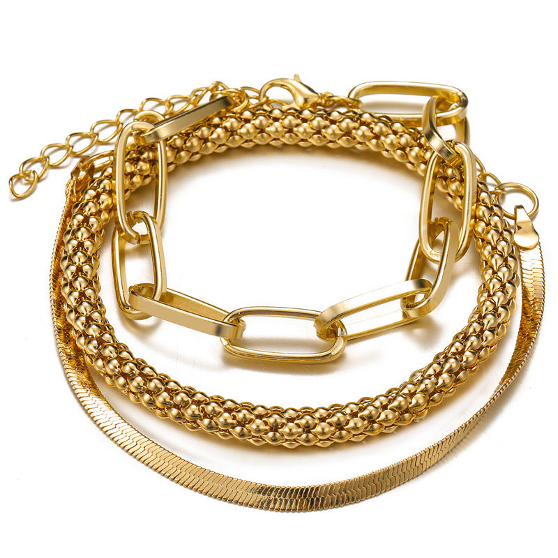 3pc Chunky & Elegant Bracelet Stack