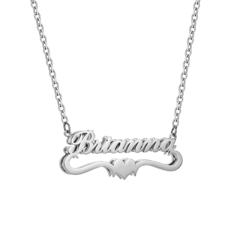 Personalized Name Plate Heart Necklace