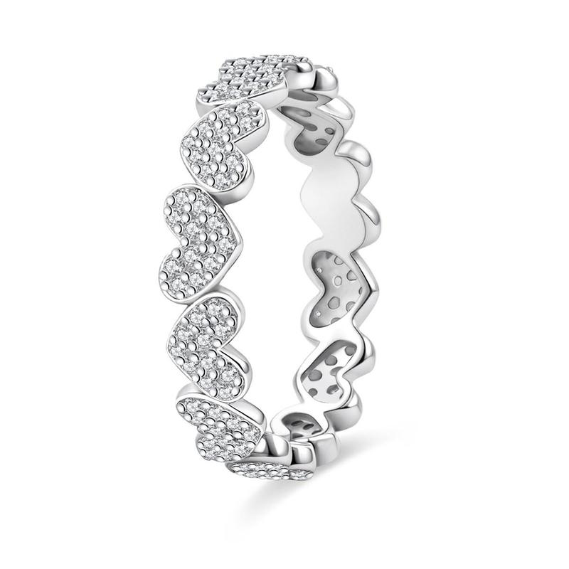 S925 Moissanite Accented Eternity Heart Ring