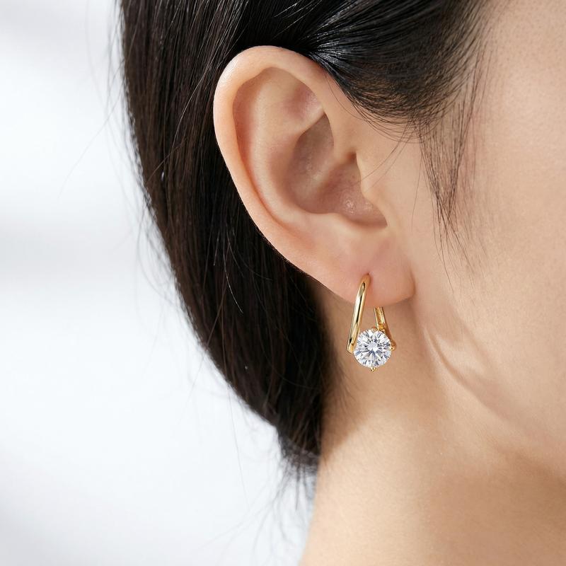 14k Curved Diamond Set Earrings