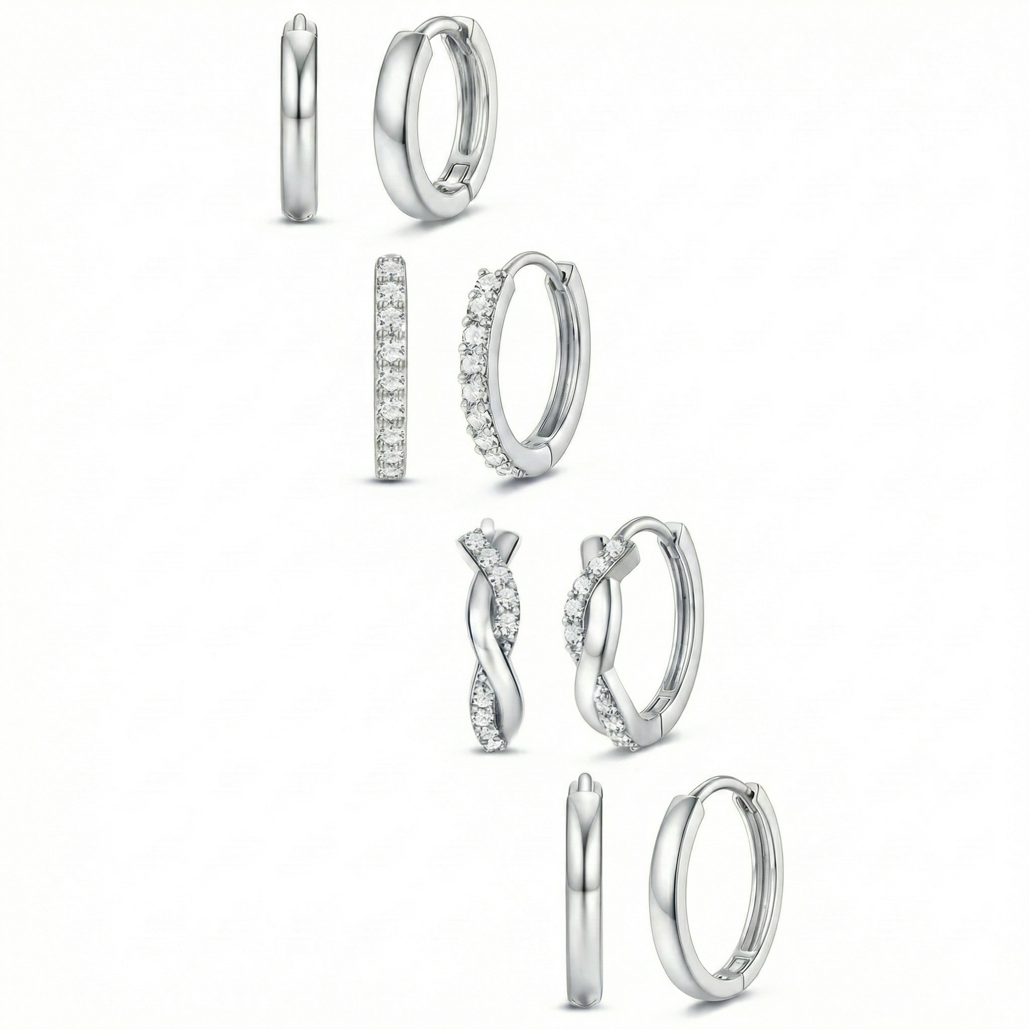 8pc Classic Huggie Hoop Earrings Set