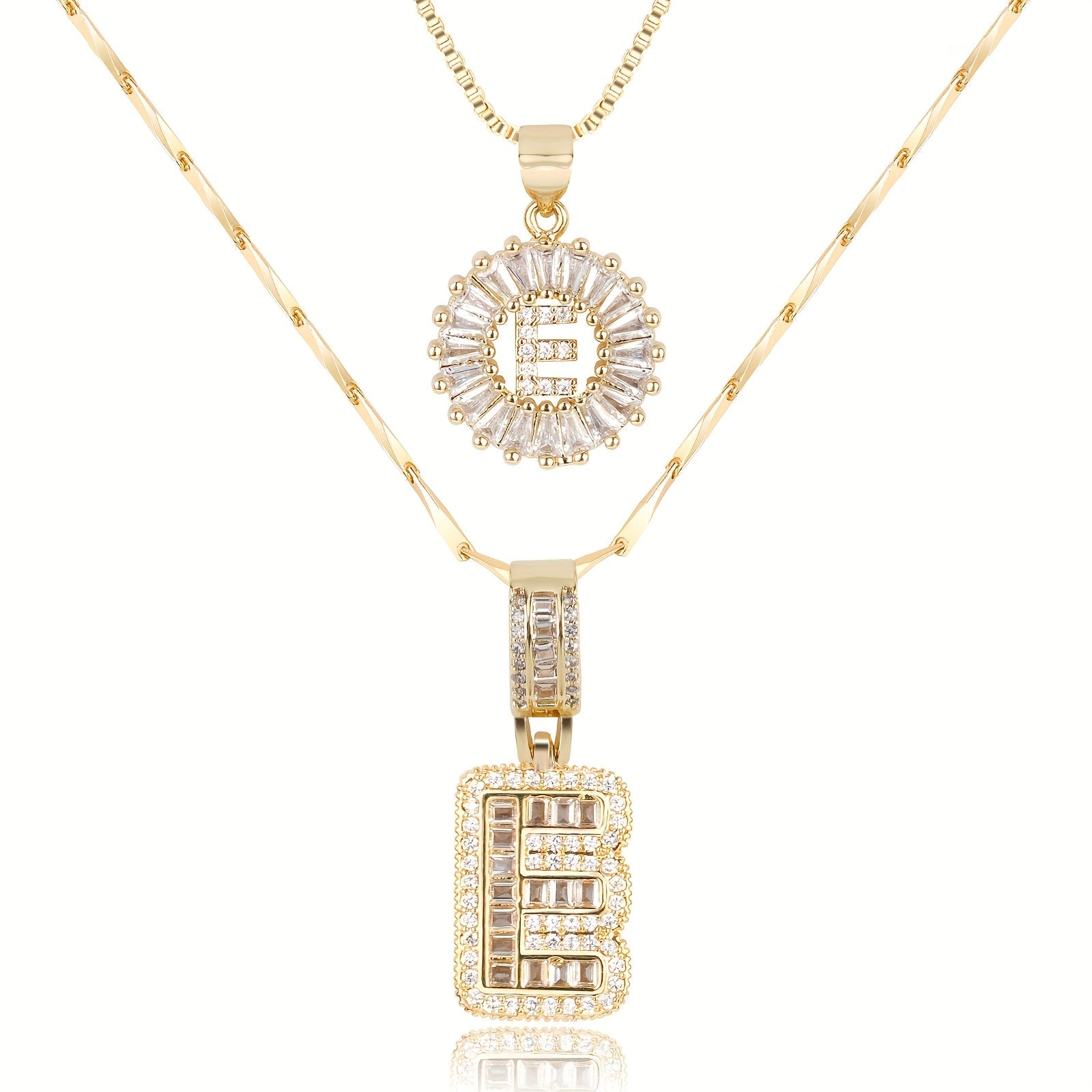 2pc 14k Diamond Letter Initial Necklaces