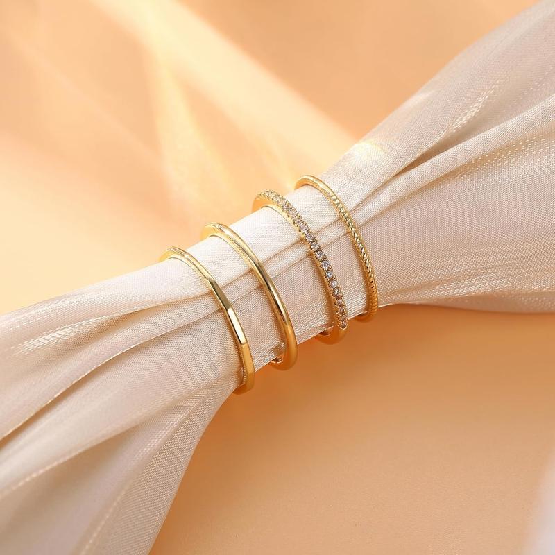 4pc 14k Dainty Ring Stack