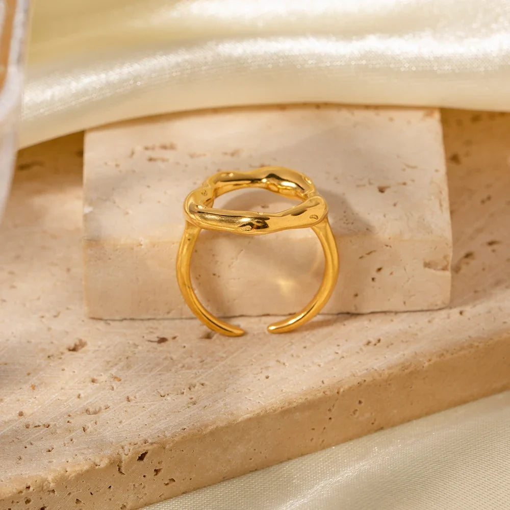 18k Melted Flower Open Ring