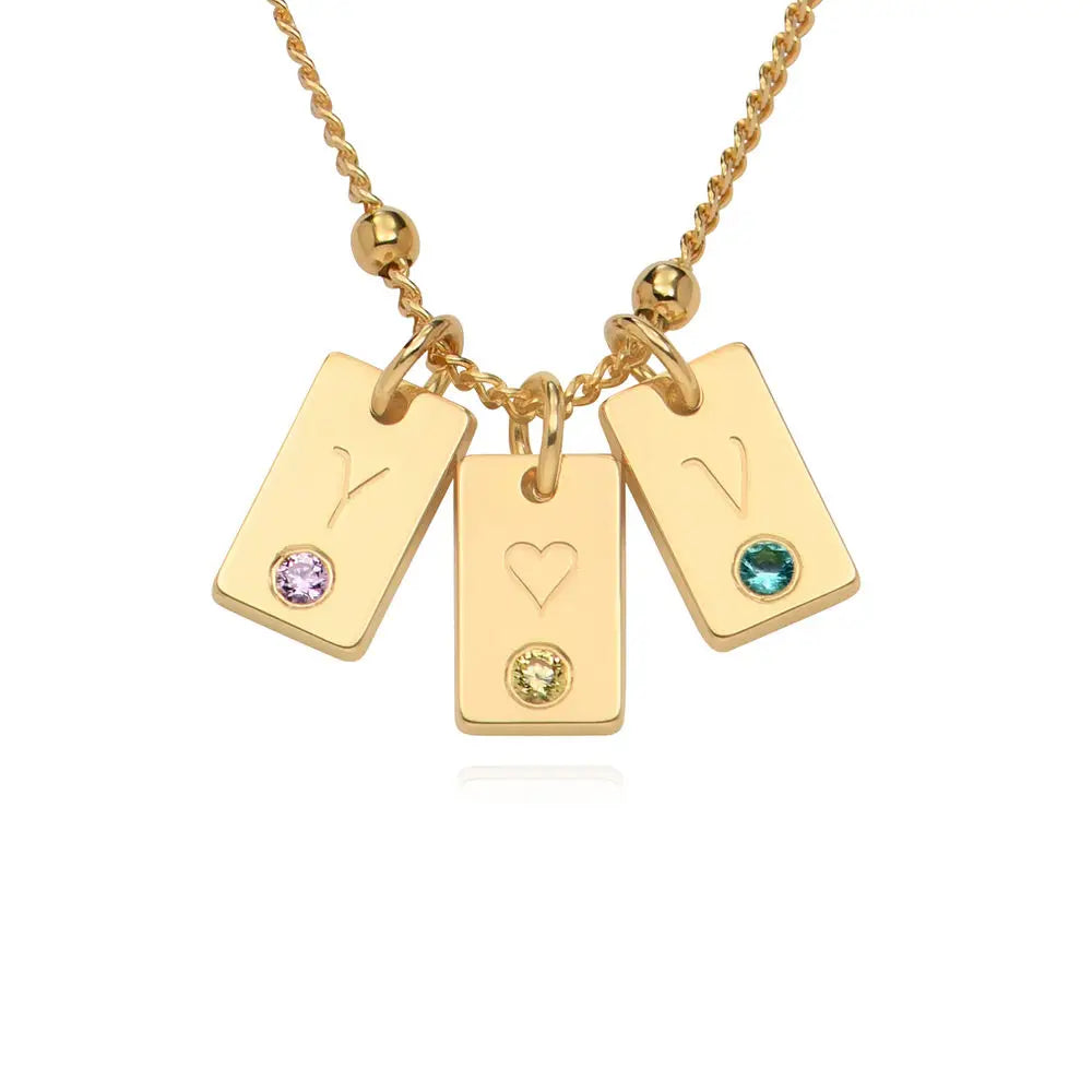 Personalized Initial Birthstone Charm Satellite Chain Necklace
