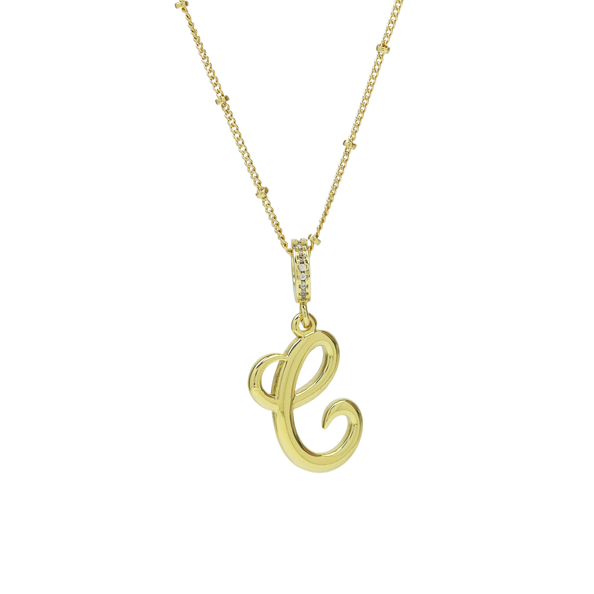 Elegant Cursive Font Satellite Chain Initial Necklace