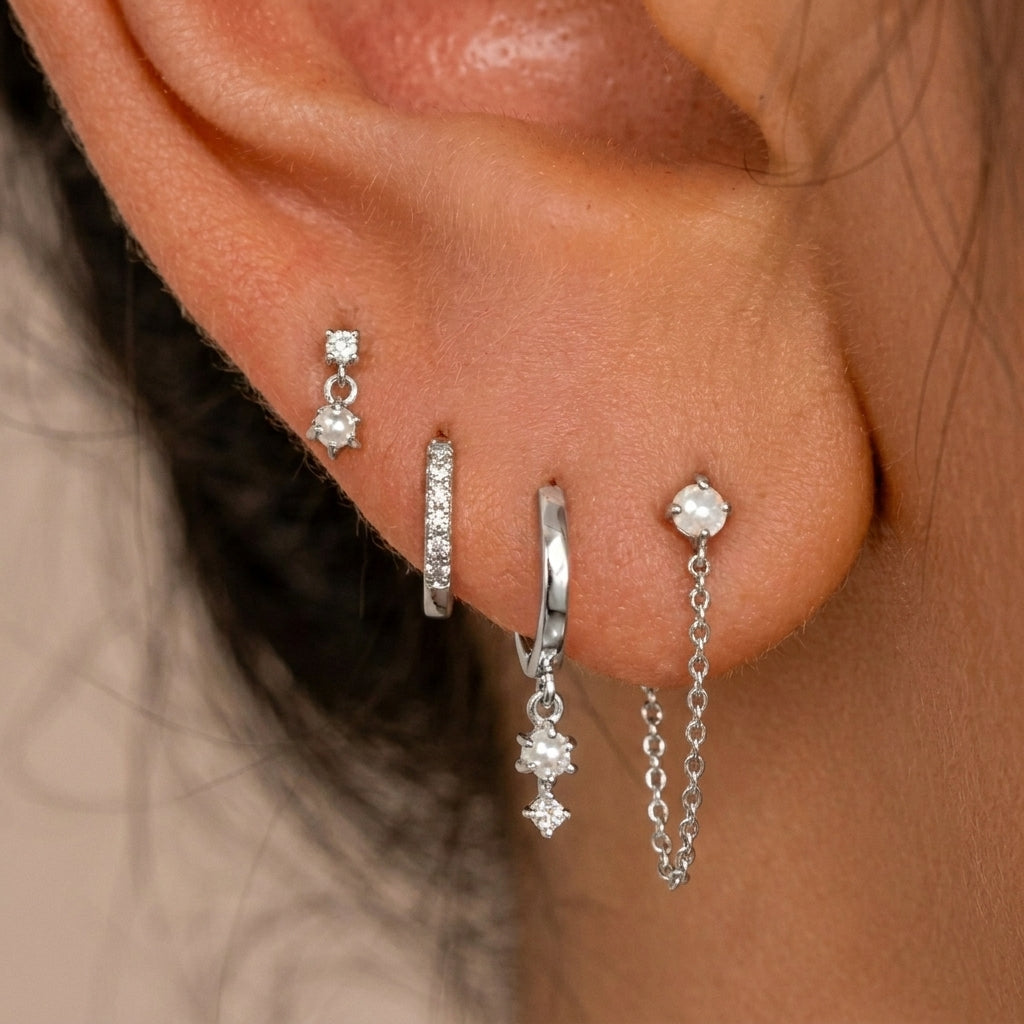 Elegant Rhinestone Earrings Stack