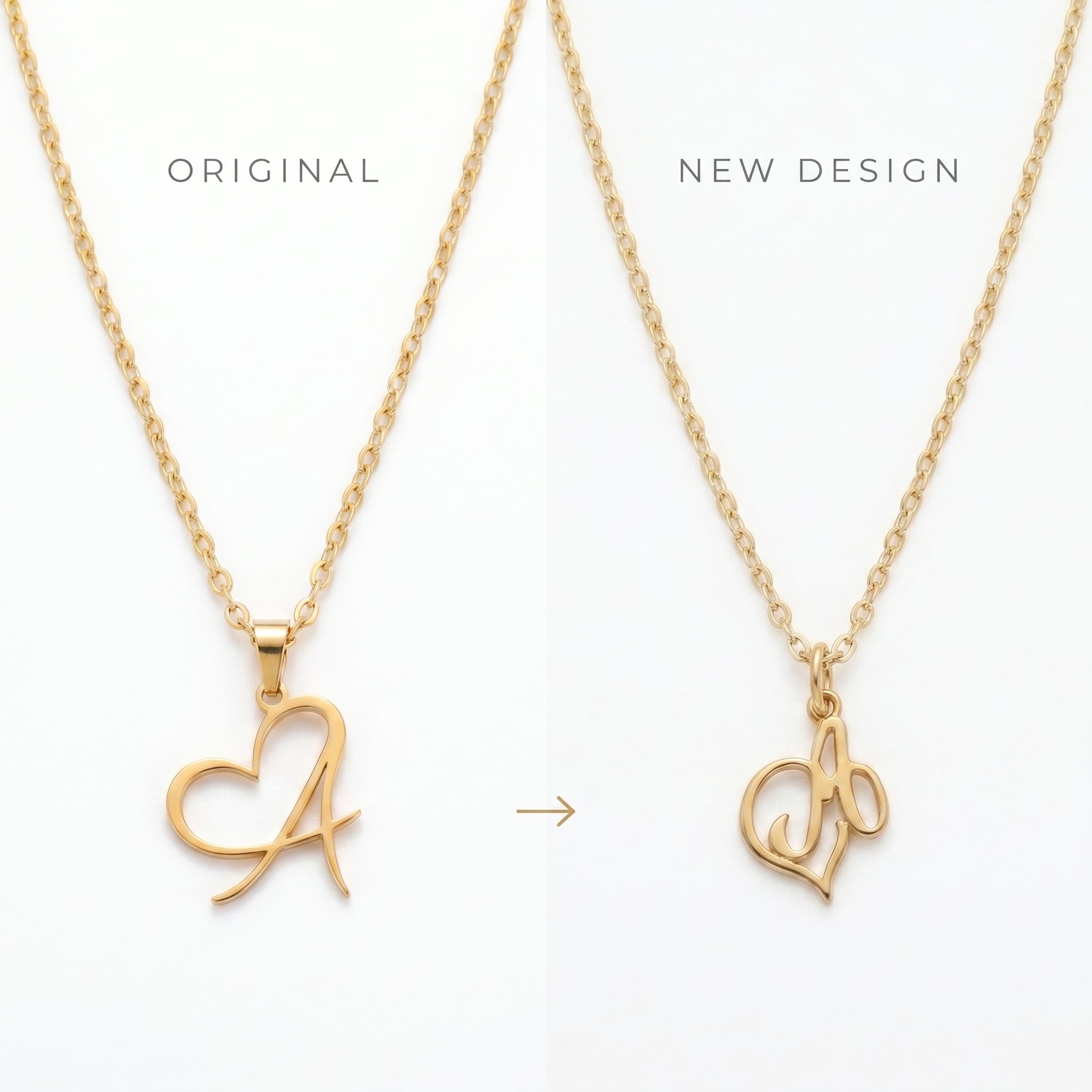 Dainty Heart Letter Initial Necklace