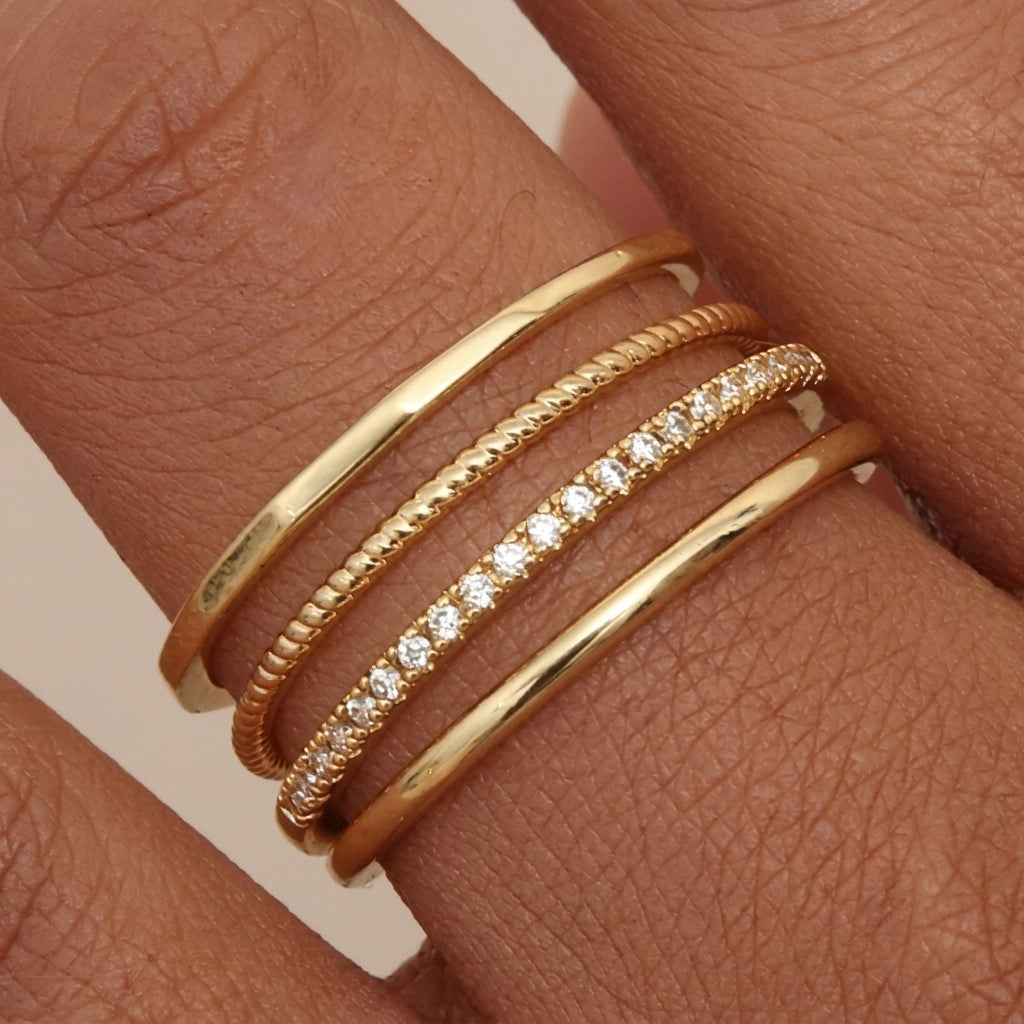 4pc 14k Dainty Ring Stack