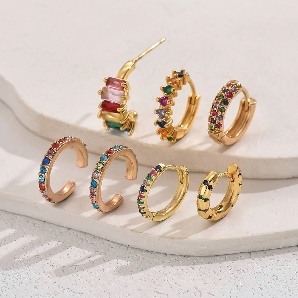 7 Sets Elegant Colorful Earrings