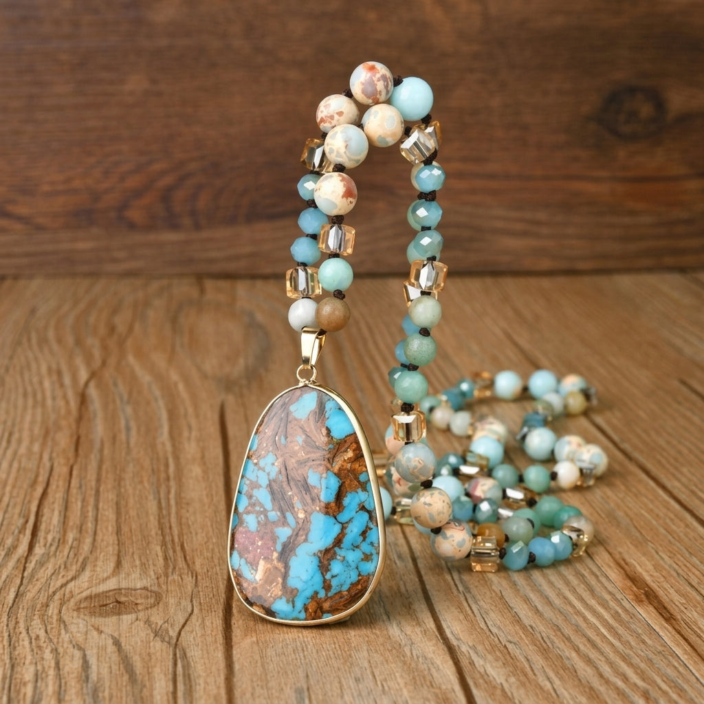Chunky Boho Style Beaded Necklace