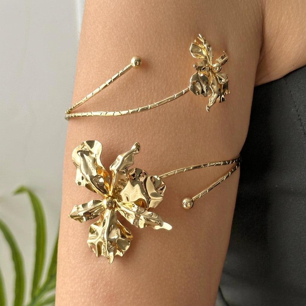 Tropical Open Floral Arm Bracelet