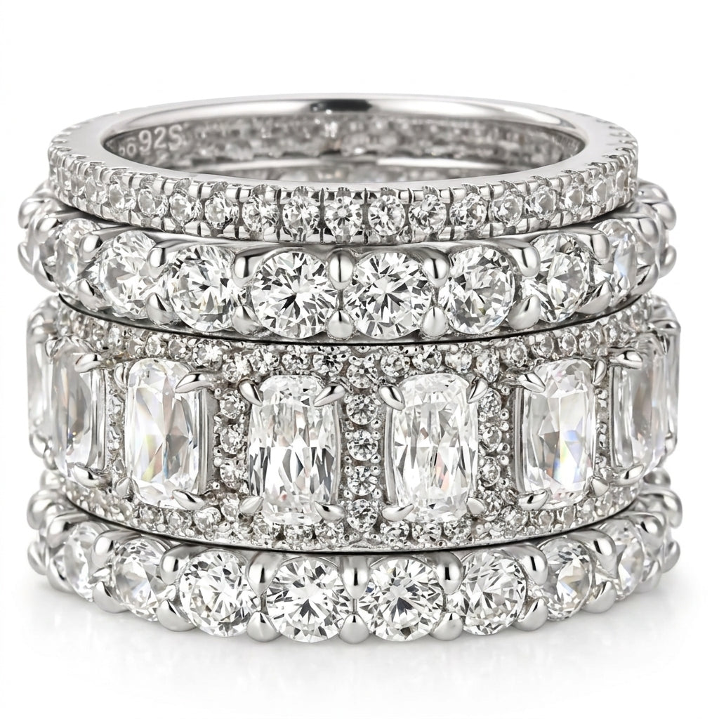 4pc Diamond Accented Stackable Rings Set