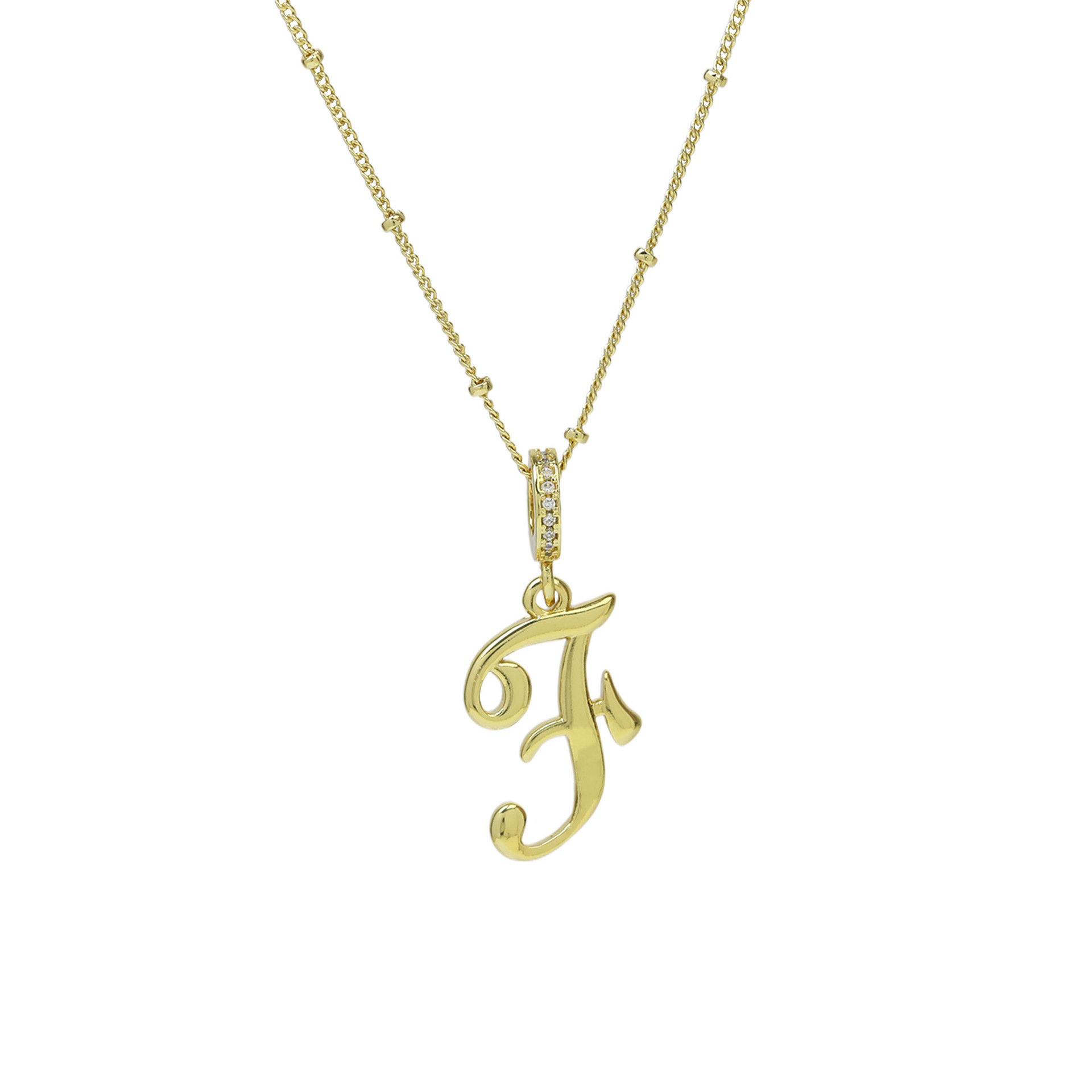 Elegant Cursive Font Satellite Chain Initial Necklace