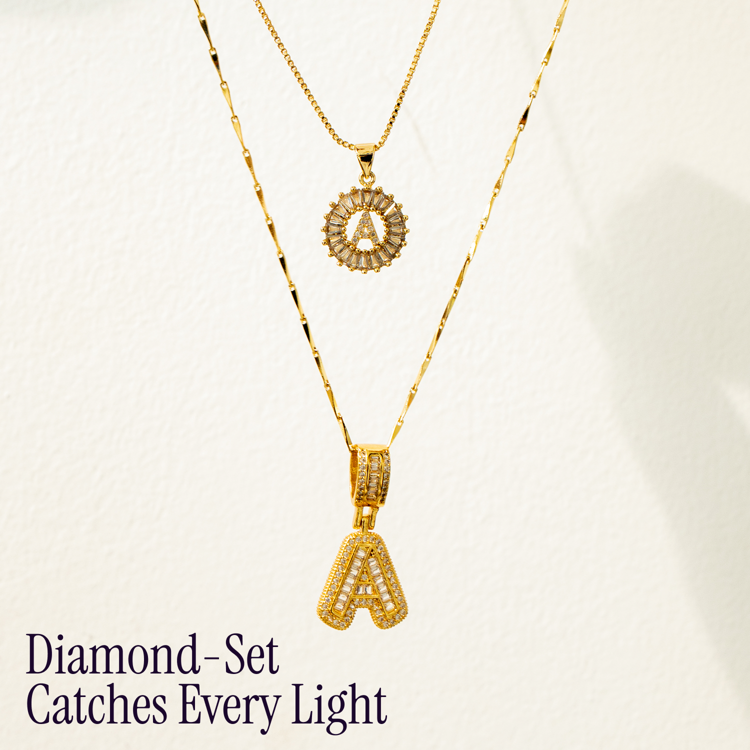 Keep & Share: 2pc 14k Diamond Letter Initial Necklaces