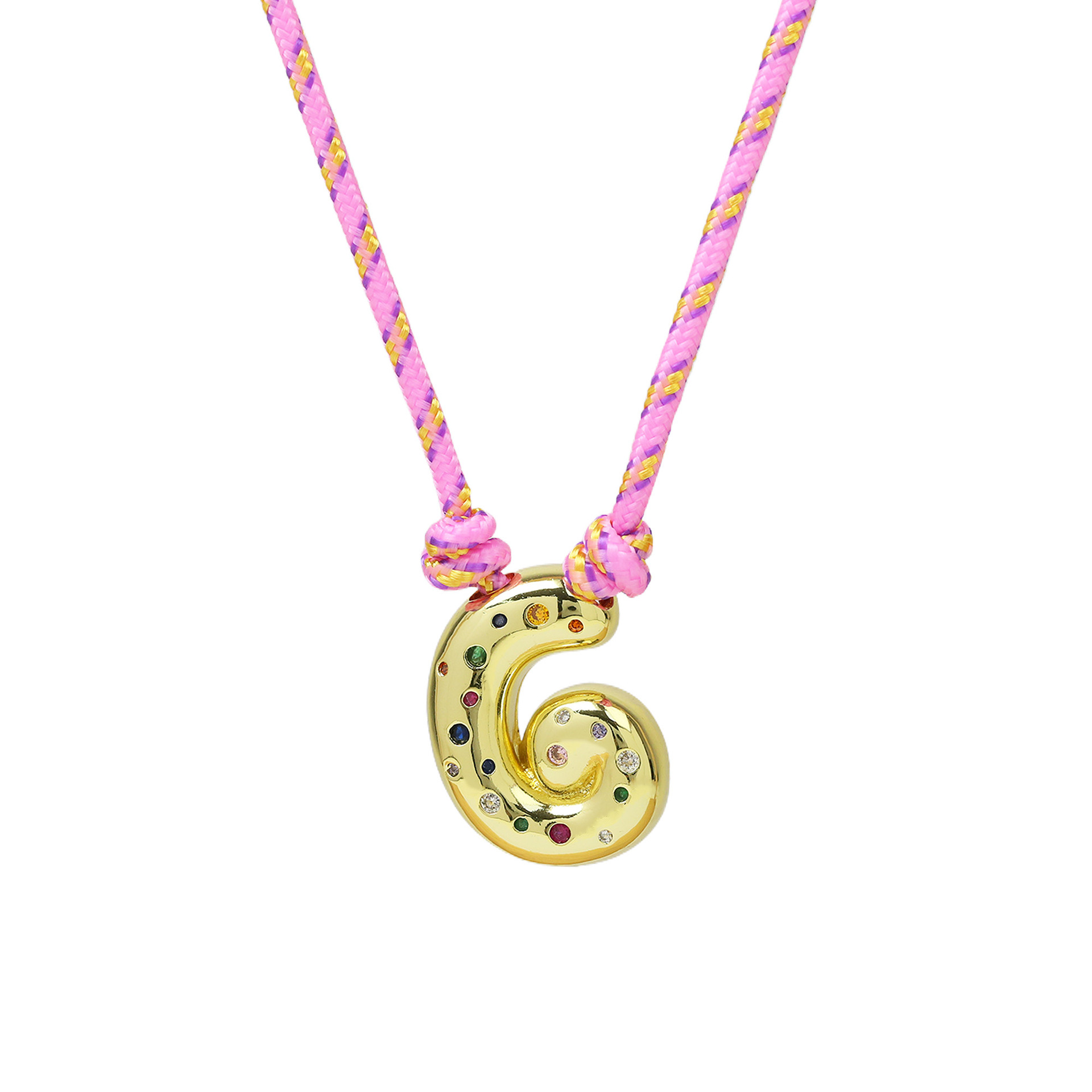 Chunky Gemstone Accented Initial Rope Necklace