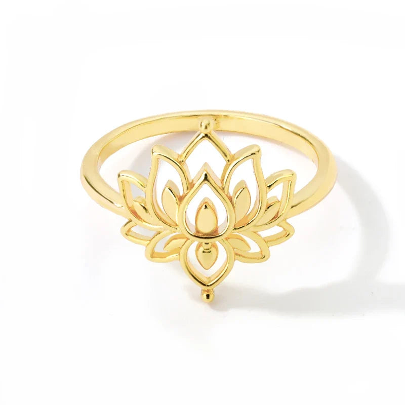 Dainty Lotus Flower Outline Ring