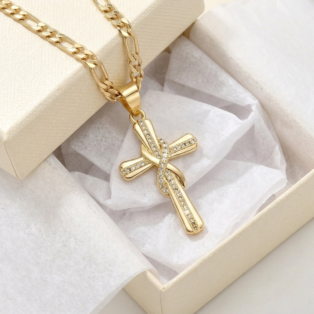 14k Diamond Accented Infinity Cross Necklace