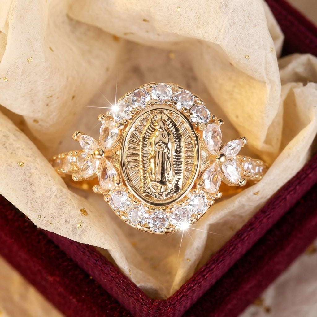 Diamond Accented Virgin Mary Ring