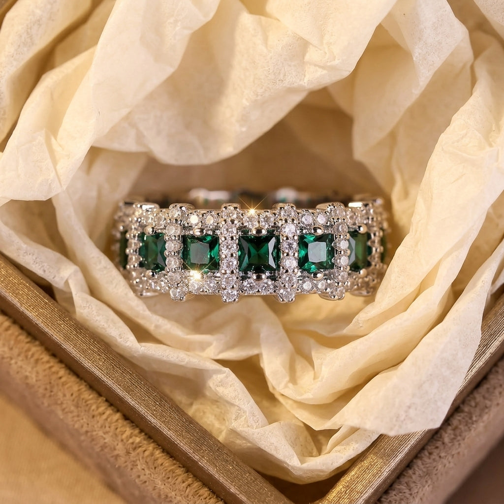Statement Emerald & Diamond Accented Ring