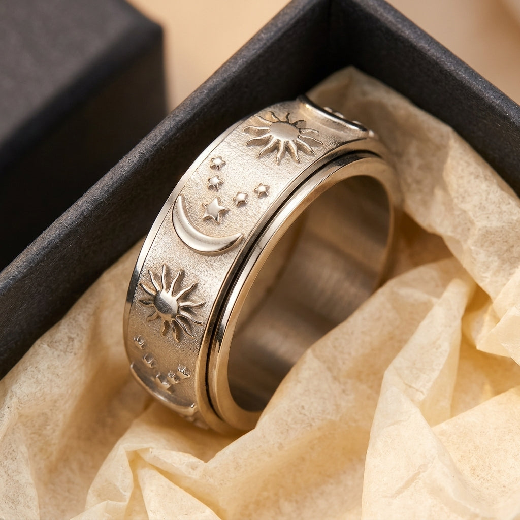 Spinning Anxiety Relief Astrology Sun & Moon Ring