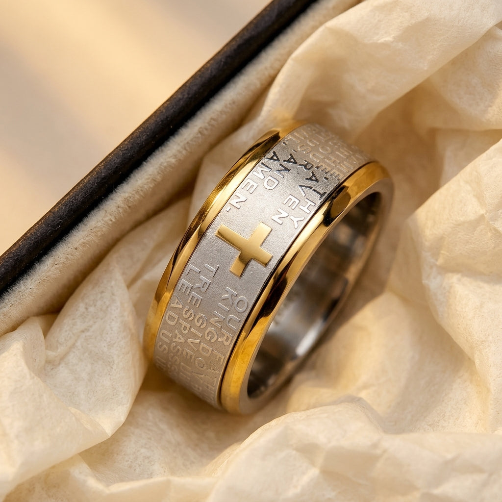 Cross Lord's Prayer Ring