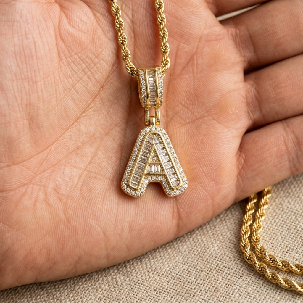 Chunky Initial Rope Chain Necklace